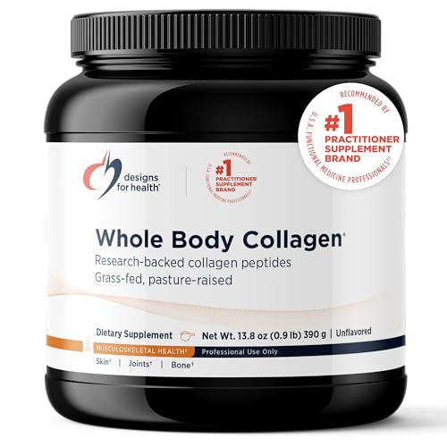 Designs for Health Whole Body Collagen Powder - Hydrolyzed Collagen Peptides Powder for Skin, Joint + Bone Health - Fortigel, Fortibone & Verisol Collagen for Women & Men, Unflavored (30 Servings)