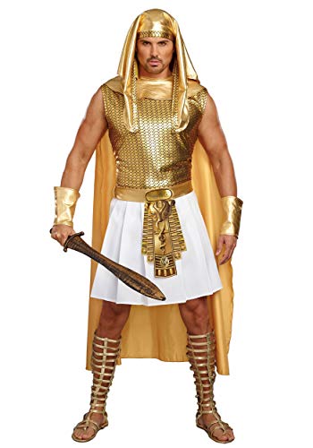 Dreamgirl Adult Men's Egyptian Costume, Ramses Halloween Costume, White/Gold - Large