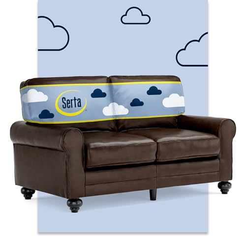 Serta Copenhagen Sofa Couch for Two People, Pillowed Back Cushions and Rounded Arms, Durable Modern Upholstered Fabric, 61" Loveseat, Chestnut Brown