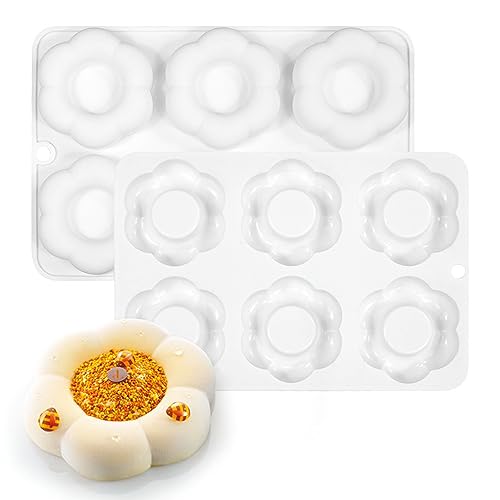 SOGIBUR 3D Flower Mousse Mold Mousse Molds,Silicone Baking Molds for Chocolate Muffin Candy French Dessert