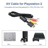 Power Cord and AV Cable for PS1 PS2 PS3, AC Power Cord and AV Cable Compatible with PlayStation 1 2 3, 2 Prong Power Supply & Audio Video RCA AV Cable Replacement Set