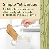 IMPRESA [2 Pack Japanese-Style Salt Box With Spoon for a Minimalist Kitchen Decor - H&made Ceramic Salt & Spice Containers Prevent Light & Moisture - Spice Jars With Bamboo Lids - Kitchen Storage