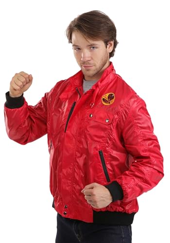 Karate Kid Cobra Kai Adult Men’s Jacket, Authentic Halloween Costume with Embroidered Patch Logo