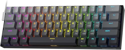 Redragon K617 Rapid Trigger Gaming Keyboard, 60% 61 Keys Wired Mechanical Keyboard w/Hyper-Fast Actuation, Dedicated Magnetic Switch, Actuation Point Adjustable, 8K Hz Polling Rate, Misty Grey