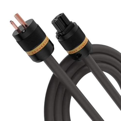 Viborg HiFi Power Cord, 6.6FT, 5N OFC AWG, Audiophile Power Wire, 16MM Copper Shielding + 2 Layers Foil US Hi-End Power Cable with Pure Copper US Power Plug+ IEC C15 Connector