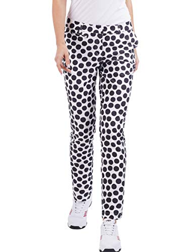 Women's Golf Pants Stretch Straight Lightweight Breathable Twill Work Chino Ladies Pants Polka Dots Size 2 Point