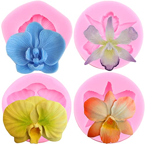 ZiXiang Orchid Flower Silicone Fondant Molds For Cake Decoration Cupcake Baking Candy Polymer Clay Chocolate Gum Paste Set Of 4