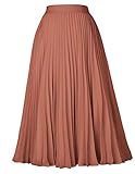 GRACE KARIN Women's Flared Pleated Ruffle Knitted A Line Mini Skater Skirt Brown S