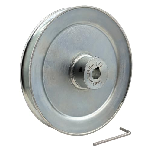 Saelno AB600-1/2 Single Groove Web Sheaves, v Belt Pulley 6" OD 1/2" bore,Motor Pulley Carbon Steel for A B 5L 4L V-Belts