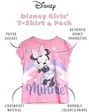 Disney Princess Girls' T-Shirt - 4 Pack Ariel Mermaid, Minnie Mouse, Princess Short Sleeve Graphic Tees for Girls (Size:2T-6), Size 4T, Minnie Multi