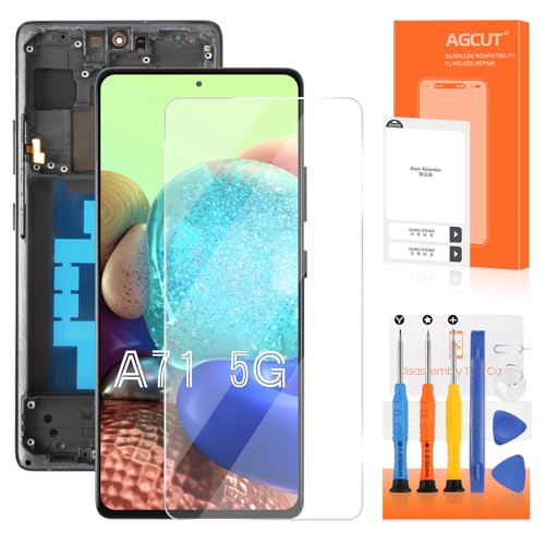 OLED for Samsung Galaxy A71 5G Screen Replacement for Display Samsung A71 5G LCD A716F SM-A716U Screen Digitizer Touch Assembly Repair Parts with Frame (Support Fingerprint)