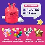 GreatWhip 22L Helium Tank Up To 100 Latex Balloons, Helium Tank For Balloons At Home, Latex Balloons And Ribbons Included