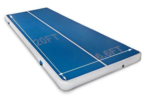 ERfairdeal Air Gymnastics Track Mat 20FTx6.6FTx8 inches Thickness Gymnastics Tumbling Air Mat Inflatable Tumble Track with Electric Air Pump for Gym/Training/Yoga/Home use/Exercise/Cheerleading/Water