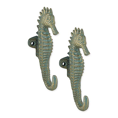 DII Cast Iron Collection Decorative Wall Hook Set, Seahorse Hook, 2 Count