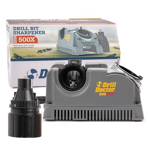 Drill Doctor DD500X Twist Drill Bit Sharpener - 3/32" to 1/2" - Electric Sharpener - High Speed & Portable - For Steel, Masonry, Carbide & Tin-Coated Drill Bits - Adjustable 118° or 135° Angle