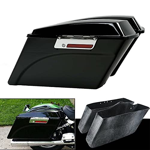 XMT-MOTO Hard Saddlebags Saddle bags W/Lid Latch Key for Harley Davidson 1994-2013 Touring, road king, ultra, street glide, electra glide and 1984-2017 Softail,Gloss Black