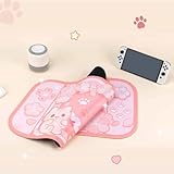 BelugaDesign Sakura Cat Desk Pad | NS Switch Keyboard Laptop Gaming Setup Accessories Mat Large Mat Mousepad | Pastel Pink Bunny Kawaii Cute Anime Desk Mat Blotter Protector with Gel Wrist Support