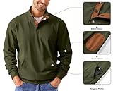 JMIERR Sweatshirts for Men Long Sleeve 1/4 Button Corduroy Collared Pullovers Henley Sweaters Fall Shirts Fashion Jackets Clothing with Pockets, 2XL, Jungle Green