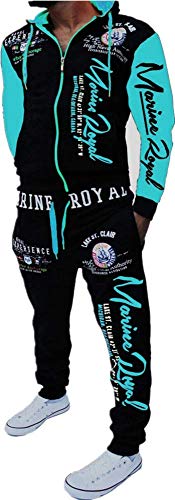 HHGKED Men 's Casual Tracksuit Hooded Full Zip Elastic Waistband Sweatsuit Set (Blue, x_l)