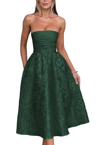 EEMEII Jacquard Sundress for Women 2025 Black Tea Length Cocktail Dress Satin Floral Corset Midi US12