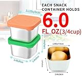 HTEVW 6Pack 6oz Stainless Steel Snack Containers for Kids, Easy Open Leak Proof Metal Toddler Snack Containers with Silicone Lids, Stackable Metal Toddler Lunch Box for Daycare, School and Travel