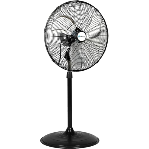 ACHAZEL 20" High Velocity Pedestal Fan, 3-Speed 5200 CFM, Oscillating Standing Fan with Aluminum Blades, Heavy Duty Industrial Shop Fan for Commercial, Warehouse, and Garage