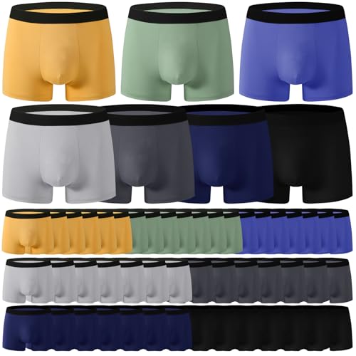 105 Pack Mens Boxer Briefs Cotton Soft Underwear Bulk Pack 5 Assorted Size 7 Assorted Color for Men Homeless Shelter Donation Business