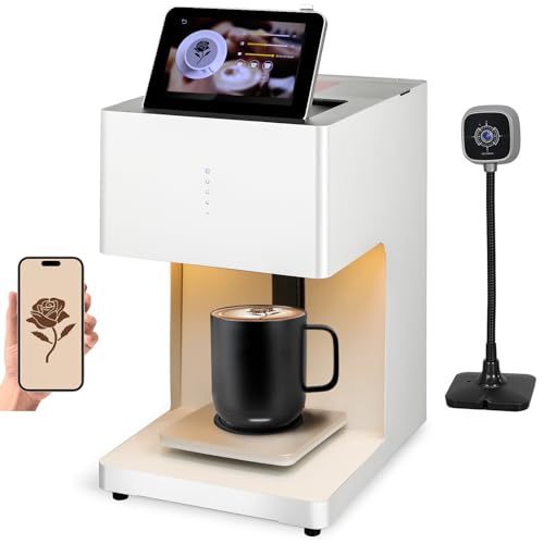WISHILO® Portable Auto Coffee Latte Art Maker Smart Food Printer 600DPI WiFi Selfie DIY Custom Designs, Prints on Coffee/Beverage Foam & Desserts for Party Weddings Christmas Cafes Offices Hotels