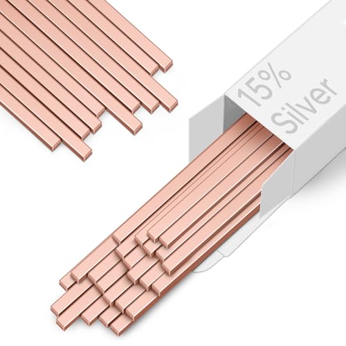 DEXLALA 60 Sticks Brazing Rods, BCuP-5 15% Silver Solder Copper Phosphor Welding Rods Industry Grade 0.050"x1/8"x10" for Air Conditioning, Refrigerator, Cold Storage, HVAC Units