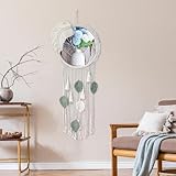 DUOQYA Boho Wall Decor Mirror Macrame Circle Hanging Mirror for Apartment Livingroom Bedroom Dorm Room Entryways