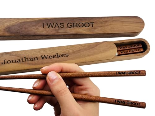 Walnut Chopsticks Reusable Engraved With Personalized Names Classic or Japanese Chinese Style Wood Chopsticks Dinnerware Utensils Wedding Birthday Gift