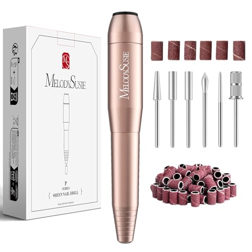 MelodySusie Electric Nail Drill Machine,PC120I Portable Electric Nail File Efile Set for Acrylic Gel Nails, Manicure Pedicure Tool with Nail Drill Bits Sanding Bands Gold