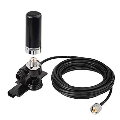 Bingfu Vehicle Ham Mobile Radio Antenna VHF UHF 136-174MHz 400-470MHz Car Truck Amateur Two Way Radio Low Profile Antenna with Lip Mount Fixed Bracket PL259 Male 5m 16.5 feet RG58 Cable