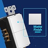 LIDER Minimalist Design Matte Finish Lighted Double Switch, Combination Frameless Decorator Switch with Locator Light, Ground Terminal, Single Pole, 15A 120-277V, UL Listed, LCS2-1P-W, White