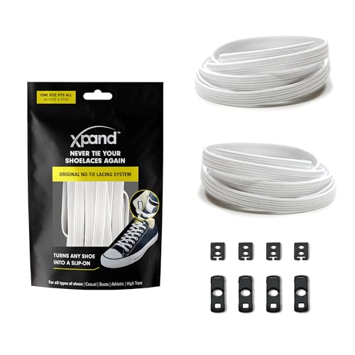 Xpand No Tie Elastic Shoelaces with Hidden Lace Locks. Tieless Stretch Comfort. One Size Fits All for Sports and Training