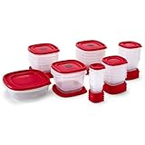 Rubbermaid 60-Piece Food Storage Containers with Lids, Microwave and Dishwasher Safe, Red Color, Ideal for Meal Prep and Pantry Storage