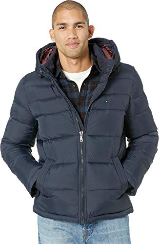 Tommy Hilfiger Men's Classic Hooded Puffer Jacket (Standard and Big & Tall), Midnight, X-Large