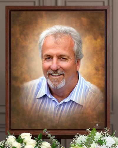 Photo Restoration and Custom Funeral Portrait on Canvas - Professional Artists turn any Photo of Your Loved One into a large 16"x20" Funeral Portrait on time for your Memorial Service or Obituary photo - Frames available