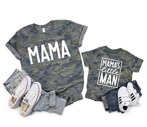 Mom and Son Matching Outfits Mama and Mama's Litter Man Print Shirts Cute Mom and Son Valentine's Gifts Camouflage