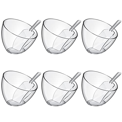 Hoolerry Serving Bowls Kit Include Clear Plastic Bowls for Parties and Popcorn Measuring Scoops Acrylic Plastic Kitchen Angled Candy Scoops for Office Canister Salad Cooking(12 Pcs,25 oz)