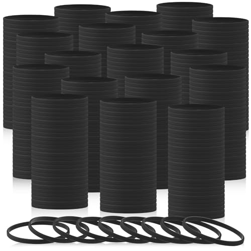 Liliful 400 Pcs Silicone Wristbands Solid Color Silicone Bracelets Blank Rubber Sports Rubber Wristbands Bracelets Stretch Bands for Adults Men Women Teen(Black)