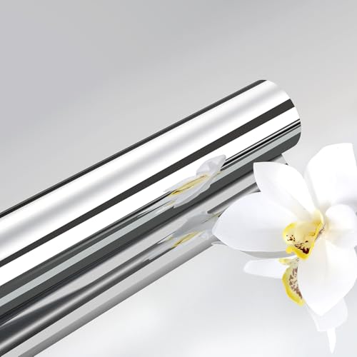 ReWallpaper 24inX16.5ft Silver Peel and Stick Mirror Film Flexible Wall Mirror Stickers Self Adhesive Reflective PET Mirrors Sheet for Bathroom Dance Studio Living Room Decor Removable Non Glass Panel