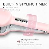 Curling Iron Hair Crimper Waver - TYMO ROVY Beach Waves Curling Wand, Ionic Deep Waver Hair Curler Tool with Ceramic 3 Barrel for Women, Dual Voltage, Anti-Scald, Easy to Use, Pink, 1.25 Inch