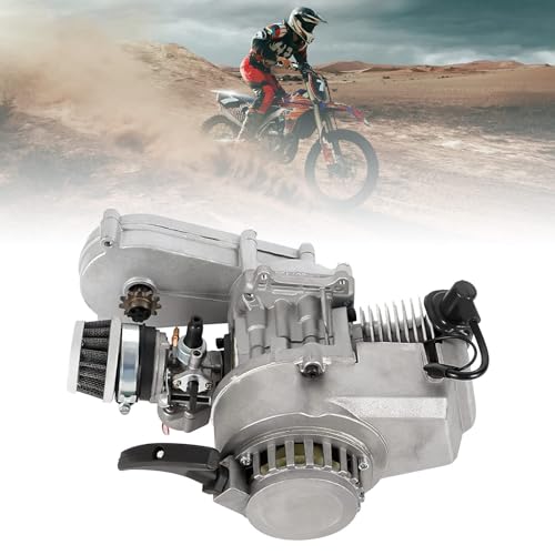 DOONARCES 49CC 50CC 2-Stroke Pull Start Engine Motor for Mini Dirt Bike Pocket Bike ATV Scooters 2-Stroke 49CC Gasoline Engine Motor Aluminum, 40mph