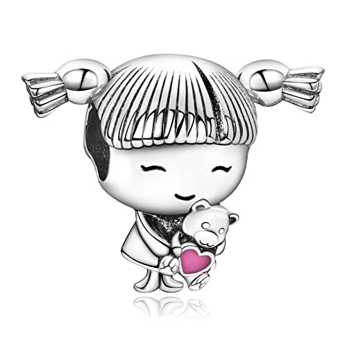 Annmors Baby Girl Bead Charm 925 Sterling Silver for Women Bracelet & Necklace Gifts for New Mom