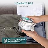 BEAUTURAL Mini Travel Steam Iron for Clothes with Dual Voltage, Non-Stick Soleplate, Anti-Slip Handle, Ideal for Sewing, Quilting and Handcraft