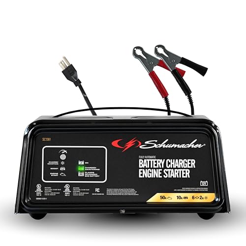 Schumacher Electric 50A 12V Car Battery Charger, Engine Starter & Maintainer - Fully Automatic Battery Charger for Cars, Trucks & RVs - 6A Charge/ 2A Maintain & 10A Boost Modes - SC1361