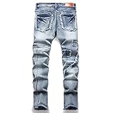 XIMXIMMTIAN Biker Jeans for Men,Slim Fit Stretch Distressed Denim Pants (30, 2128 Blue)