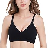 Suekaphin Nursing Bra 5pack Wireless Deep V Neck Maternity Bralette Sleeping Breastfeeding with Extenders,Large,SORT Rib Surface-A