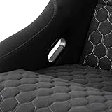 Size L Piece Of Universal Strong Fiberglass Back Racing Seat For Cars Black Fabric Cloth White Diamond Stitch With Dual Lock Sliders Bucket Seat